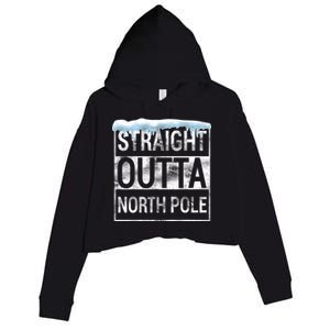 Straight Outta North Pole Funny Christmas Crop Fleece Hoodie