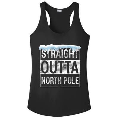 Straight Outta North Pole Funny Christmas Ladies PosiCharge Competitor Racerback Tank