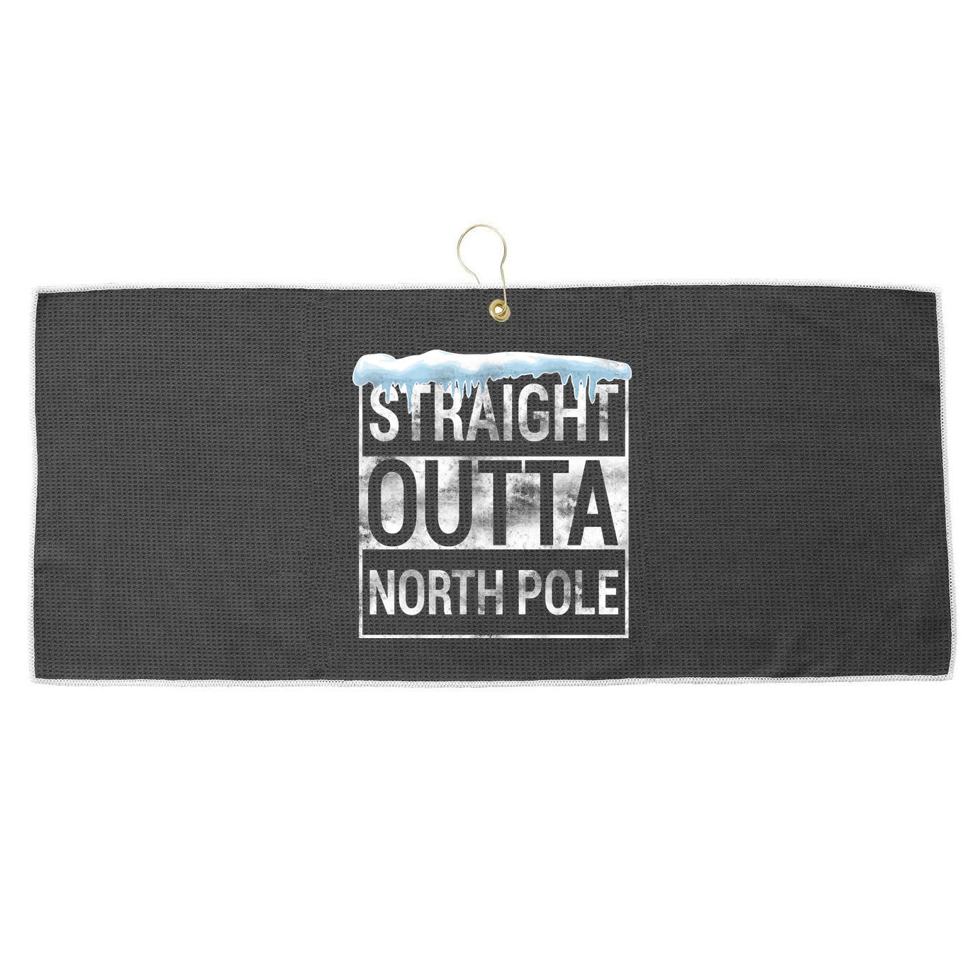 Straight Outta North Pole Funny Christmas Large Microfiber Waffle Golf Towel