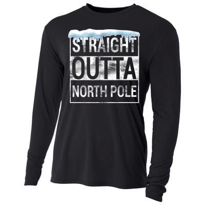 Straight Outta North Pole Funny Christmas Cooling Performance Long Sleeve Crew