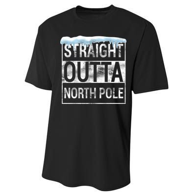 Straight Outta North Pole Funny Christmas Performance Sprint T-Shirt