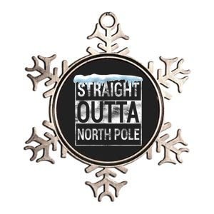 Straight Outta North Pole Funny Christmas Metallic Star Ornament