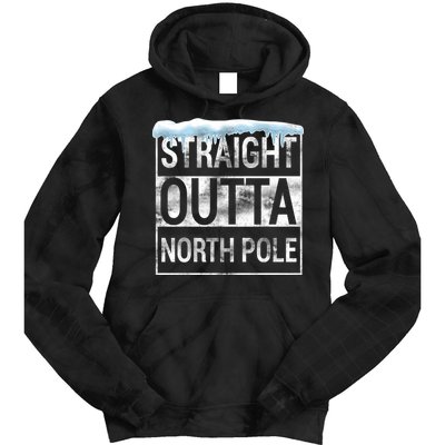 Straight Outta North Pole Funny Christmas Tie Dye Hoodie