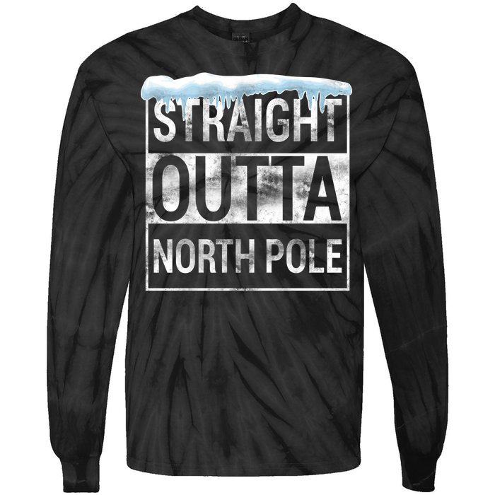 Straight Outta North Pole Funny Christmas Tie-Dye Long Sleeve Shirt