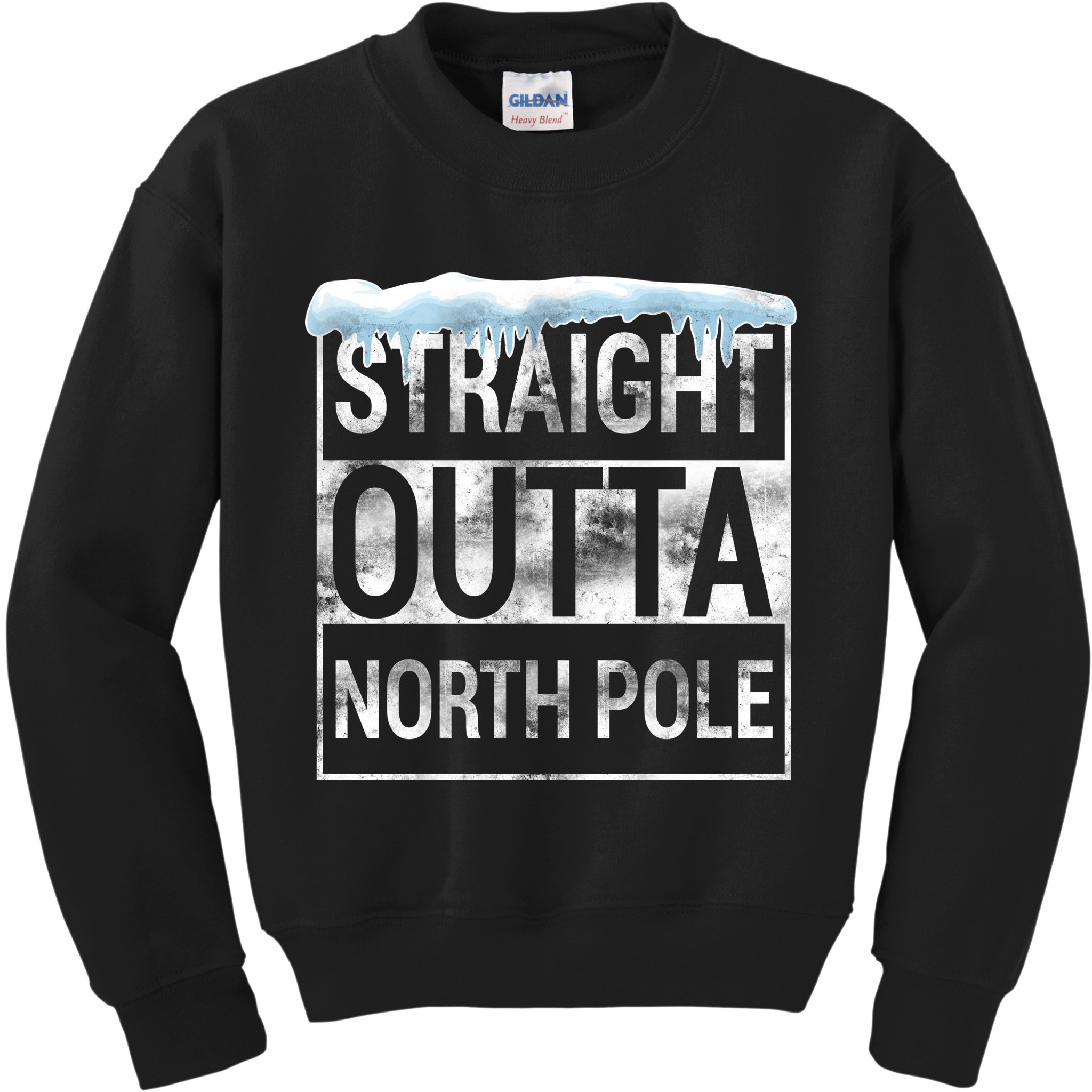 Straight Outta North Pole Funny Christmas Kids Sweatshirt