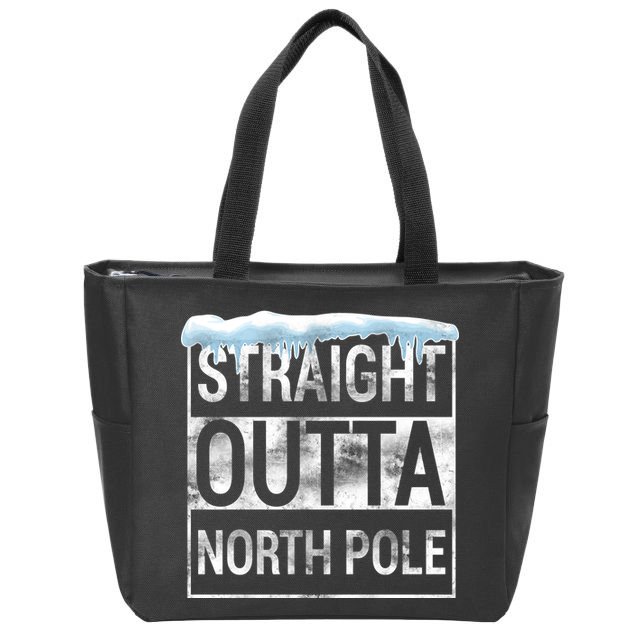 Straight Outta North Pole Funny Christmas Zip Tote Bag