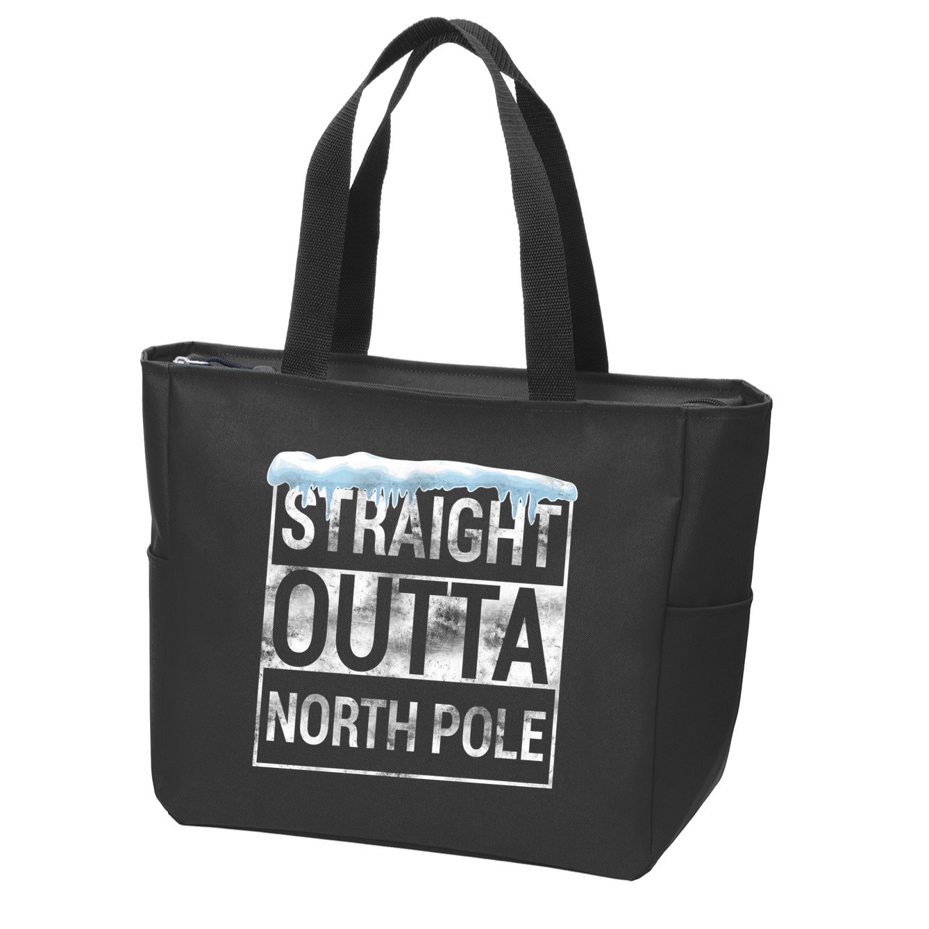 Straight Outta North Pole Funny Christmas Zip Tote Bag