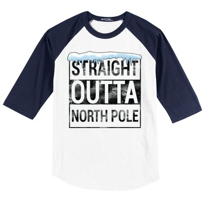 Straight Outta North Pole Funny Christmas Baseball Sleeve Shirt