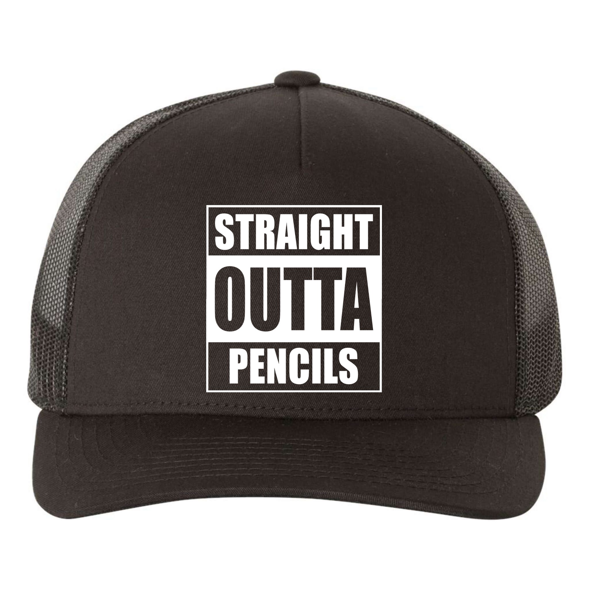 Straight Outta Pencils Yupoong Adult 5-Panel Trucker Hat