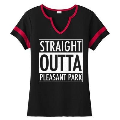 Straight Outta Pleasant Park Ladies Halftime Notch Neck Tee