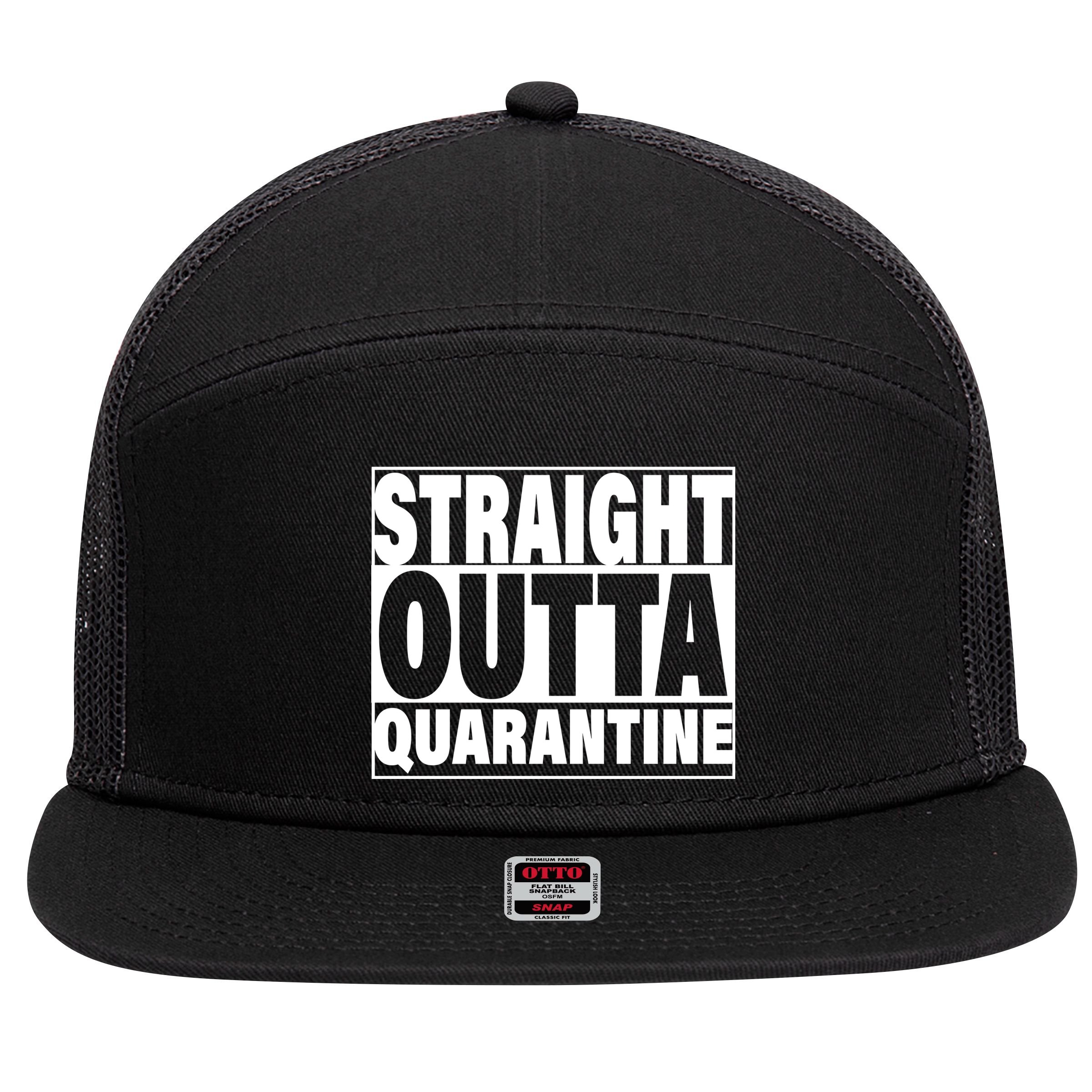 Straight Outta Quarantine 7 Panel Mesh Trucker Snapback Hat