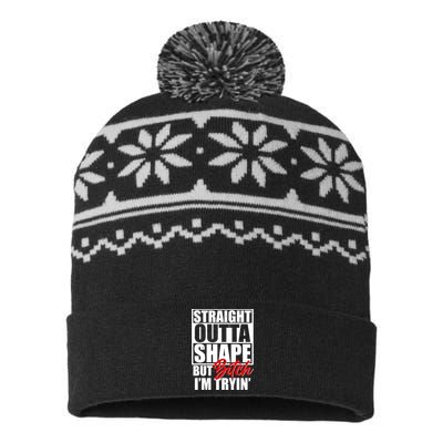 Straight Outta Shape But Bitch I'm Tryin USA-Made Snowflake Beanie