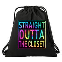 Straight Outta The Closet LGBT Rainbow Drawstring Bag