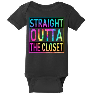 Straight Outta The Closet LGBT Rainbow Baby Bodysuit