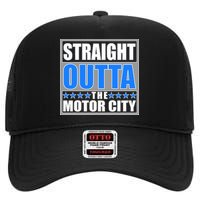 Straight Outta The Motor City Detroit, Michigan High Crown Mesh Back Trucker Hat