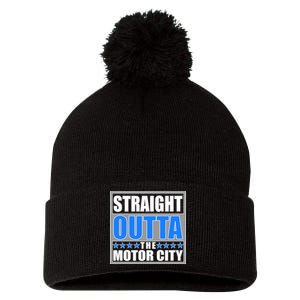 Straight Outta The Motor City Detroit, Michigan Pom Pom 12in Knit Beanie