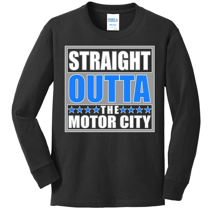 Straight Outta The Motor City Detroit, Michigan Kids Long Sleeve Shirt