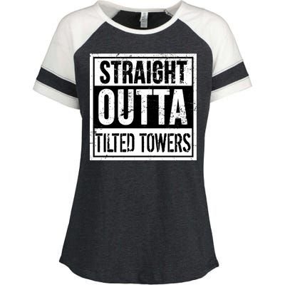 Straight Outta Tilted Towers Enza Ladies Jersey Colorblock Tee