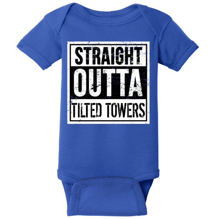 Straight Outta Tilted Towers Baby Bodysuit