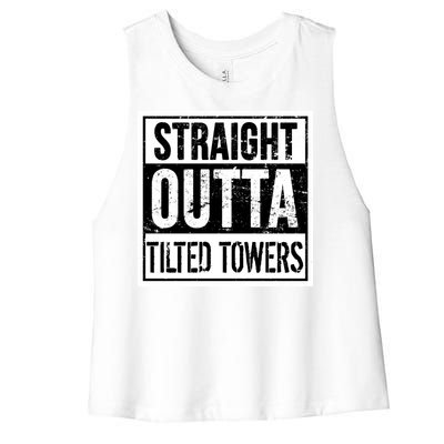 Straight Outta Tilted Towers Women's Racerback Cropped Tank