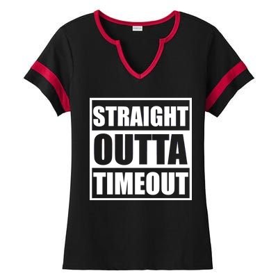 Straight Outta Timeout Ladies Halftime Notch Neck Tee