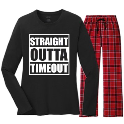 Straight Outta Timeout Women's Long Sleeve Flannel Pajama Set 