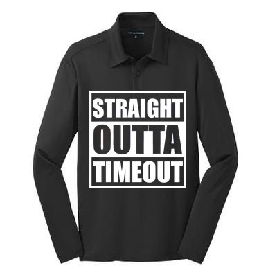 Straight Outta Timeout Silk Touch Performance Long Sleeve Polo