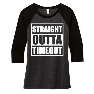 Straight Outta Timeout Women's Tri-Blend 3/4-Sleeve Raglan Shirt