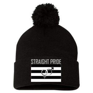 Straight Pride Pom Pom 12in Knit Beanie