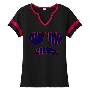 Strange Cargo Football Ditka Glasses And Stache Ladies Halftime Notch Neck Tee