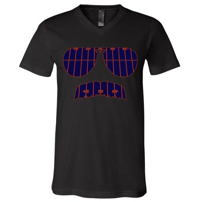 Strange Cargo Football Ditka Glasses And Stache V-Neck T-Shirt