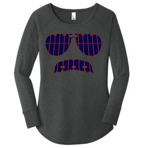 Strange Cargo Football Ditka Glasses And Stache Women's Perfect Tri Tunic Long Sleeve Shirt