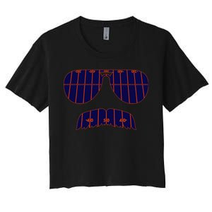 Strange Cargo Football Ditka Glasses And Stache Women's Crop Top Tee