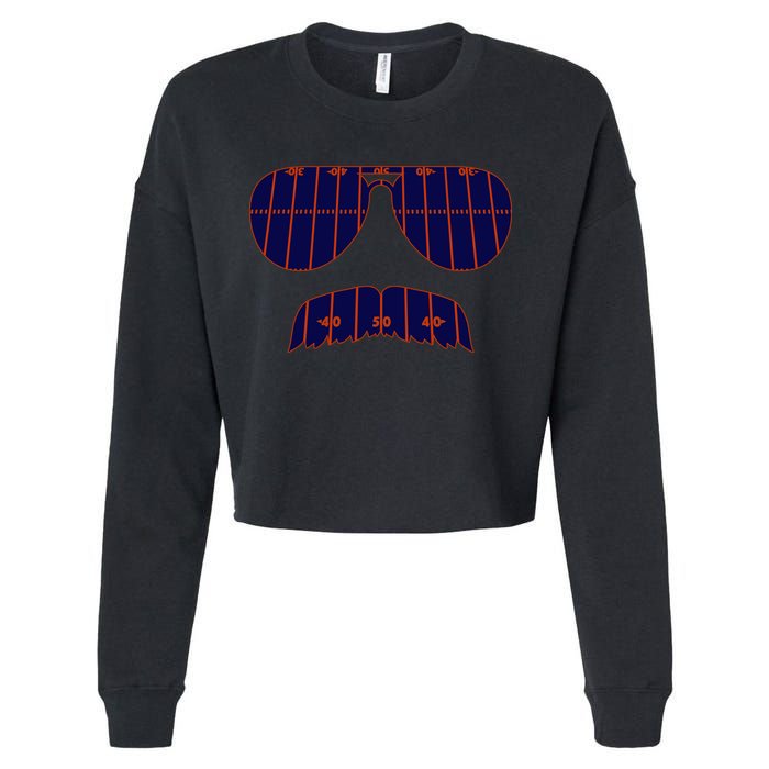 Strange Cargo Football Ditka Glasses And Stache Cropped Pullover Crew