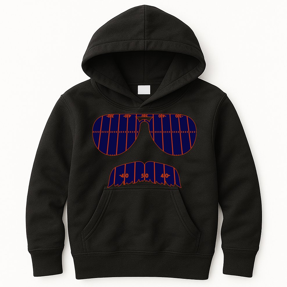 Strange Cargo Football Ditka Glasses And Stache Kids Hoodie