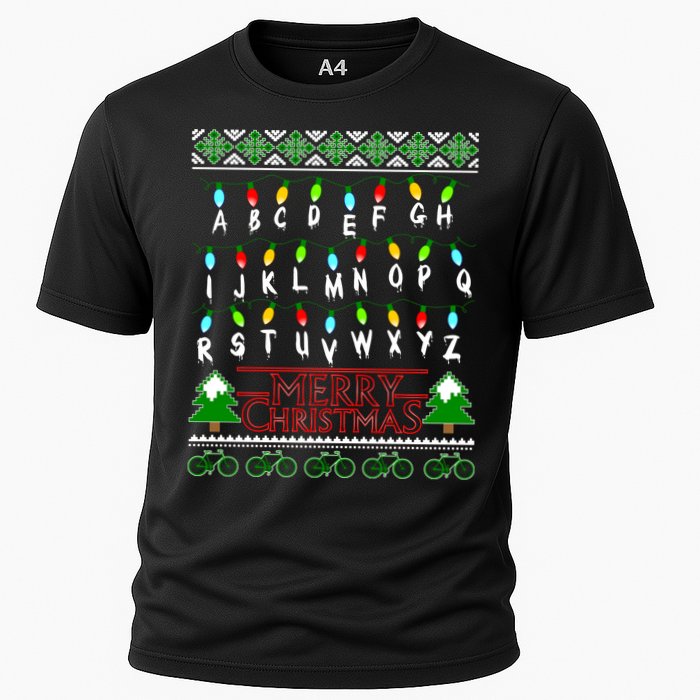 Strange Christmas Lights Alphabet Ugly Christmas Sweater Design Cooling Performance Crew T-Shirt