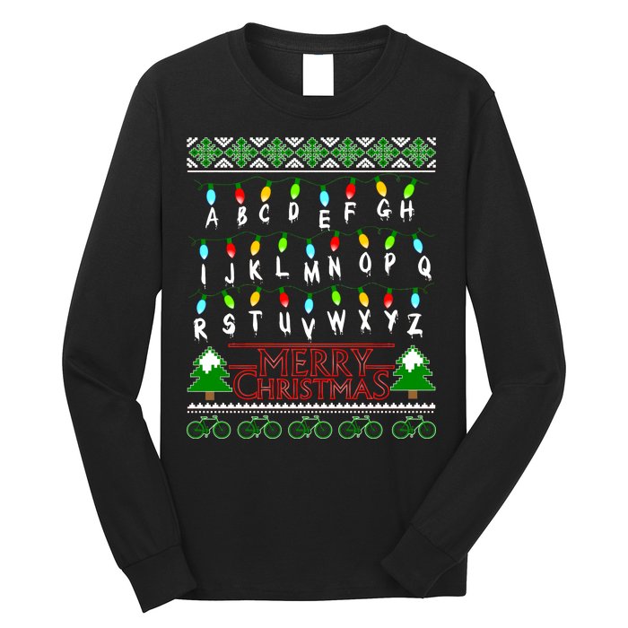 Strange Christmas Lights Alphabet Ugly Christmas Sweater Design Long Sleeve Shirt