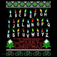 Strange Christmas Lights Alphabet Ugly Christmas Sweater Design T-Shirt