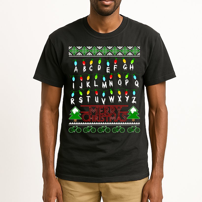 Strange Christmas Lights Alphabet Ugly Christmas Sweater Design Tall T-Shirt