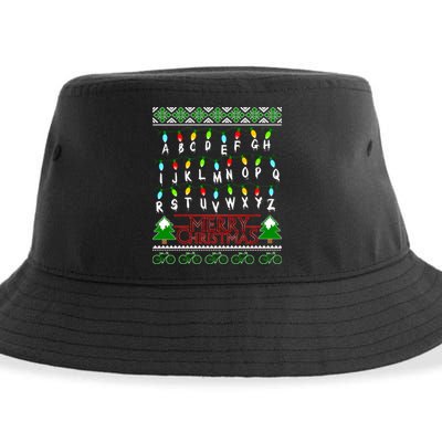 Strange Christmas Lights Alphabet Ugly Christmas Sweater Design Sustainable Bucket Hat