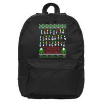 Strange Christmas Lights Alphabet Ugly Christmas Sweater Design 16 in Basic Backpack
