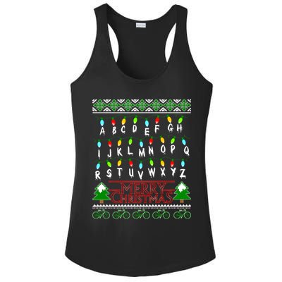 Strange Christmas Lights Alphabet Ugly Christmas Sweater Design Ladies PosiCharge Competitor Racerback Tank