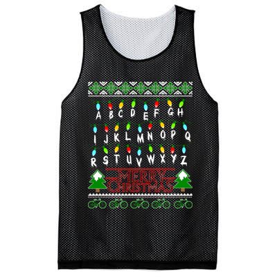 Strange Christmas Lights Alphabet Ugly Christmas Sweater Design Mesh Reversible Basketball Jersey Tank