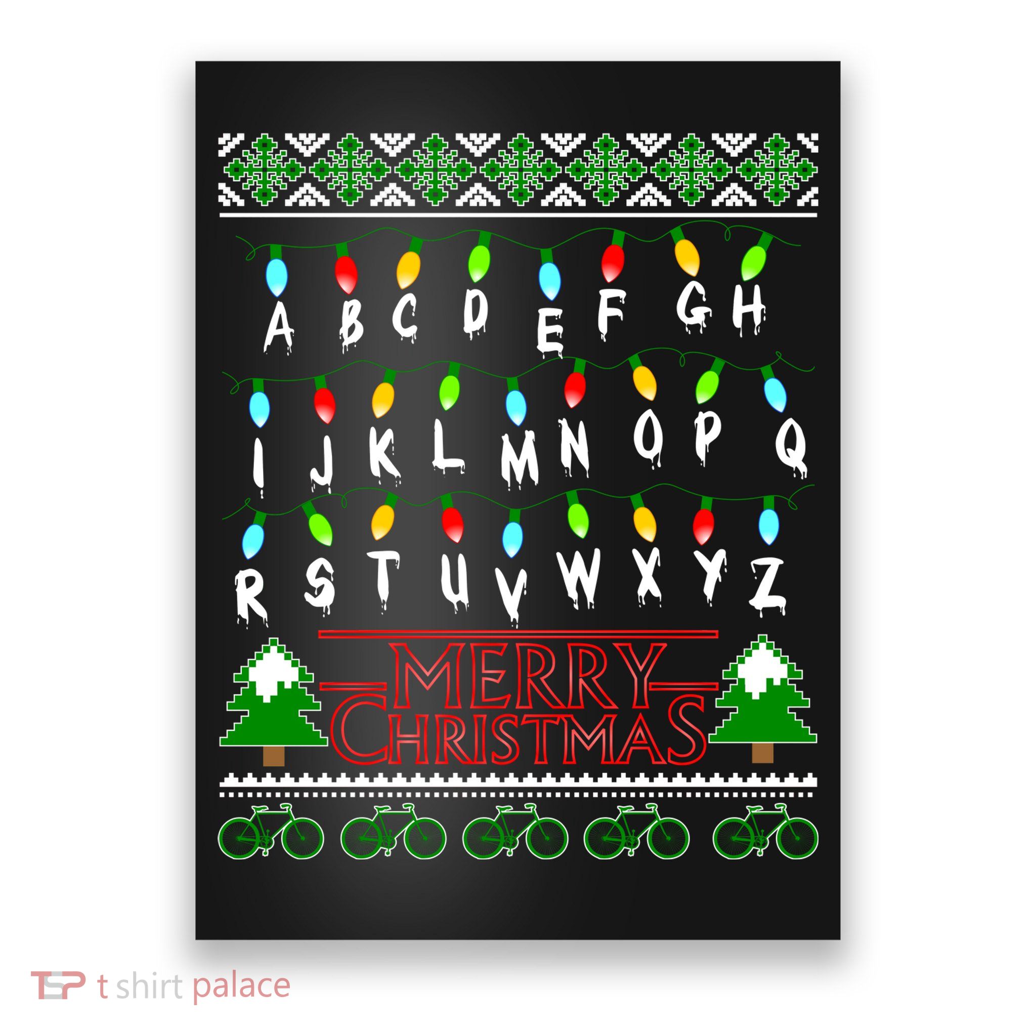 Strange Christmas Lights Alphabet Ugly Christmas Sweater Design Poster