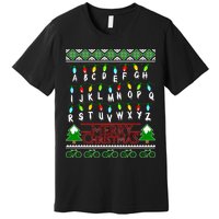 Strange Christmas Lights Alphabet Ugly Christmas Sweater Design Premium T-Shirt