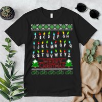 Strange Christmas Lights Alphabet Ugly Christmas Sweater Design Premium T-Shirt