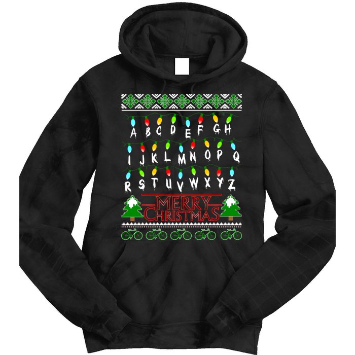 Strange Christmas Lights Alphabet Ugly Christmas Sweater Design Tie Dye Hoodie