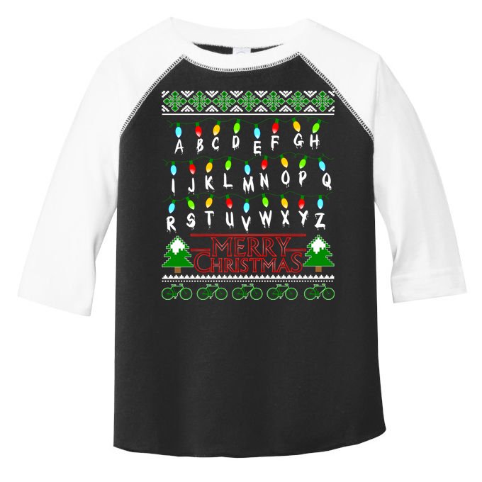 Strange Christmas Lights Alphabet Ugly Christmas Sweater Design Toddler Fine Jersey T-Shirt