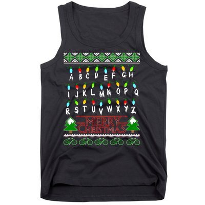 Strange Christmas Lights Alphabet Ugly Christmas Sweater Design Tank Top