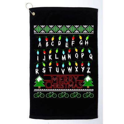 Strange Christmas Lights Alphabet Ugly Christmas Sweater Design Golf Towel